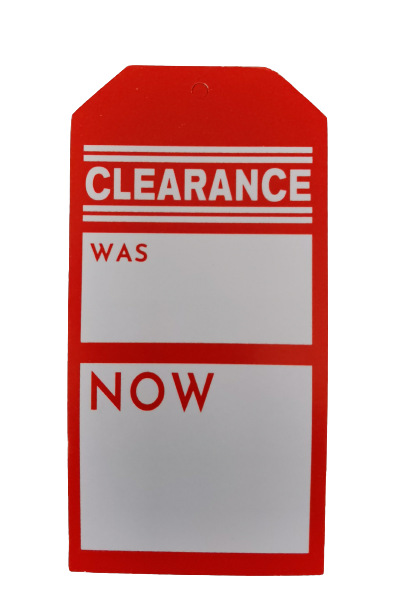 55mm x 110mm 'CLEARANCE' SALE tags